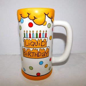 LIQUID BIRTHDAY party Large Drinking Mug Cup Celebration Happy Cake